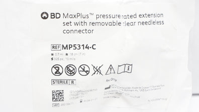 BD MP5314-C MaxPlus Pressure Rated Extension Set w/ Removable Ndleless Connector